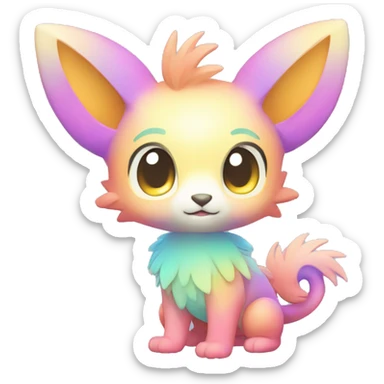 Cute cool pastel gradient shiny colorful animal hybrid Fakemon full body sticker