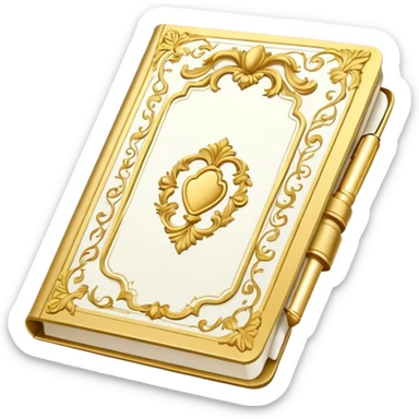 Notebook rococo style, gold and white sticker