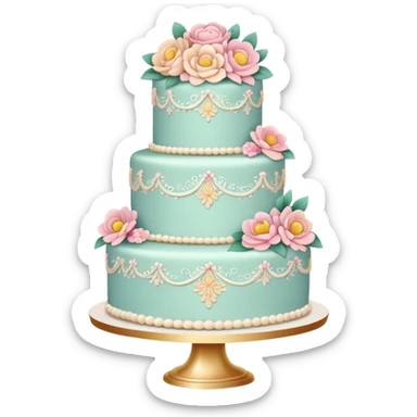 Romantic pastel wedding cake sticker