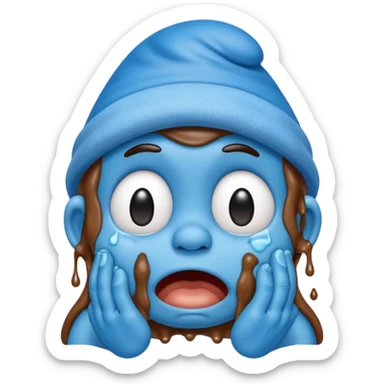Smurf crying stuck in poo  sticker