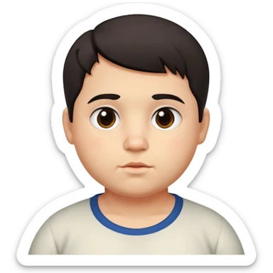 A not very thin Portuguese boy with dark hair, dark eyes, chubby cheeks, and a short haircut. sticker