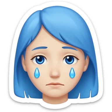 mix of these two 🥺☺️ but make it classic orginal emoji not woman or man face and without hearts and a little bit sad but still smile, make the drops blue like cry sticker
