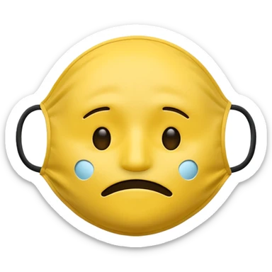 A sad face emoji coverd by a happy face mask sticker