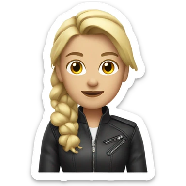 Blonde female with moto jacket and ponytail sticker