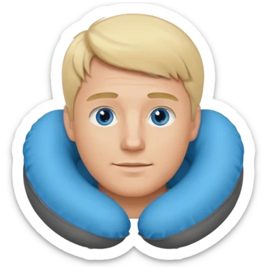 blonde man using travel neckpillow  sticker
