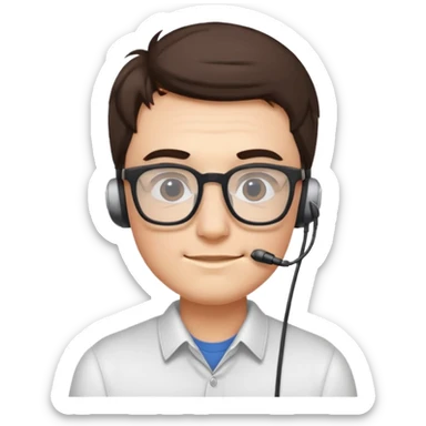 geek wearing square glasses with earpods  sticker