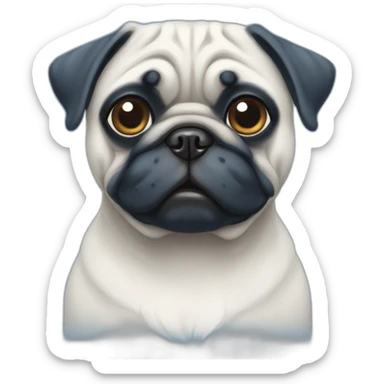 blue and white painted pug sticker