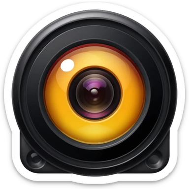 A simple camera lens, apple emoji style, top view, no face sticker