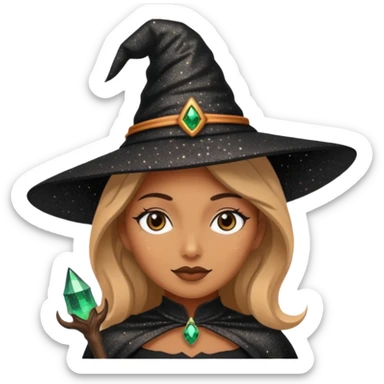 black gitter hat witch sticker