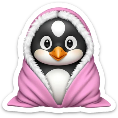 Cute penguin wrapped on pink blanket sticker