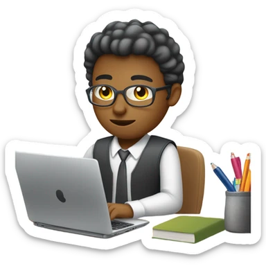 Working at my desk remotely from home sticker