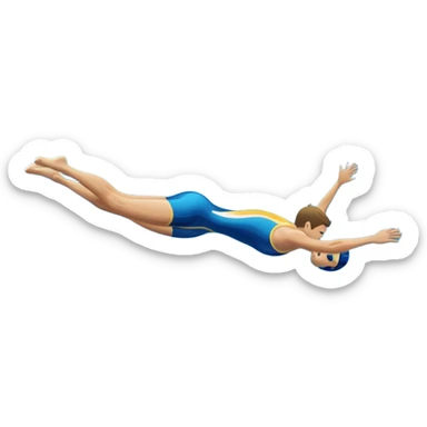 An icon showing an athlete mid-flip diving from a high springboard into a clear blue pool. The design captures the elegance of the twist, the splash below, and the height of the jump. Transparent background emphasizes the precision, grace, and thrill of diving as a sport. sticker
