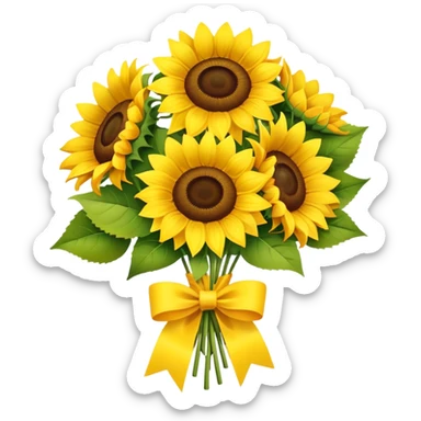 Sunflower bouquet with yellow ribbon sticker