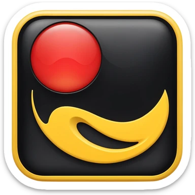 A wawy black and red rectangle with medium sized yellow circle in the middle sticker