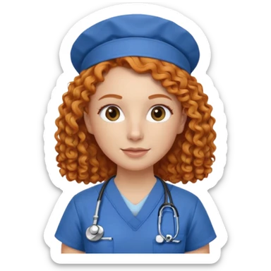 a ginger curly hair vet woman with blue scrub 

 sticker