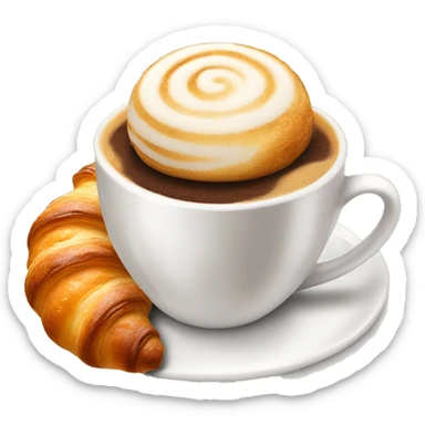 Cup of cappuccino with croissant sticker