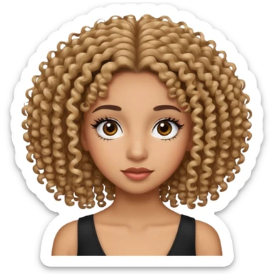 mixed race girl with fake eyelashes and curly 4a hair sticker
