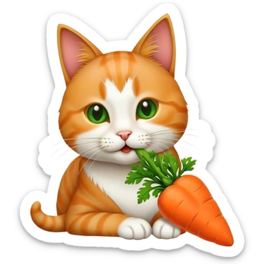 cat eating carrot sticker