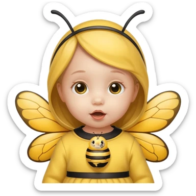 baby girl with pacifier dressed as a bee sticker