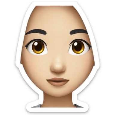 wasian girl with black hair and eyeliner from head to chest sticker