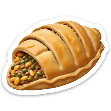 cornish pasty with crimping sticker