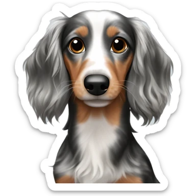 Tri merle long haired dachshund sticker