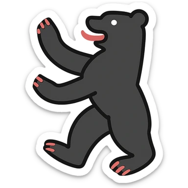 Icon of Berlin Bear for a mobile app, playful pose, flat colors, no text, transparent background. sticker