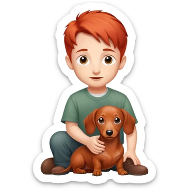 Young munchkin with a red-haired dachshund sticker