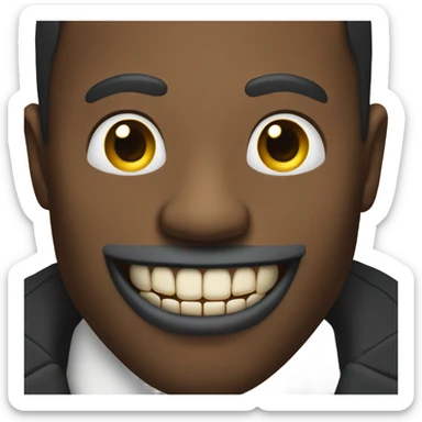 black man with grillz with extra sharp teeth and a monocle sticker