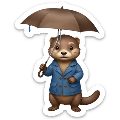 Loutre qui porte un parapluie dans sa main gauche  sticker