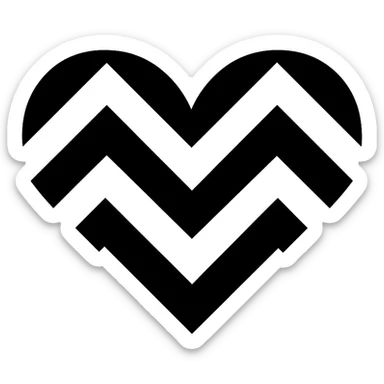 Remove the background, keep the heart with a chevron pattern in the style of ideogram v2a turbo, with transparent background. sticker