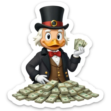 Scrooge mc duck on a pile of money  sticker