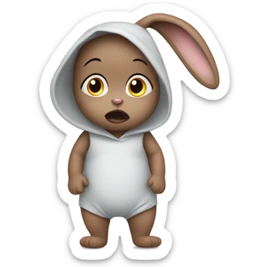 an anxious baby rabbit in  toddler leggings sticker