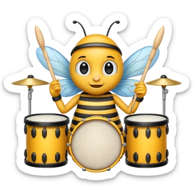 drum player bee sticker