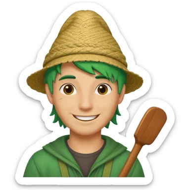 venice gondola guy green hair with hat sticker