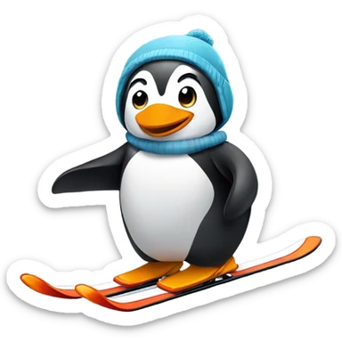 penguin skiing in canada sticker