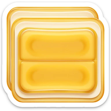 two or three overlapping rectangular wax strips, soft white paper or fabric backing, translucent yellowish wax layer in the center, clean rounded edges, single-use beauty care, soft lighting, subtle shadows, emoji scale sticker