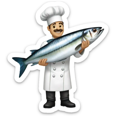 A picture of a chef making a delicious mackerel  sticker