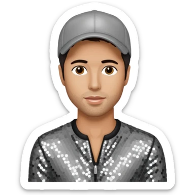 Enrique Iglesias with gray sequin outfit sticker