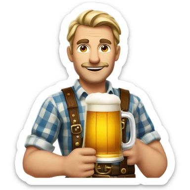 German man drinking beer sticker