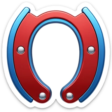 red and blue horseshoe magnet sticker