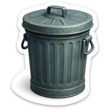 Draw a Pixar-style trash can. The trash can should be visible from the front and top. Do not use face, eye, and mouth. sticker
