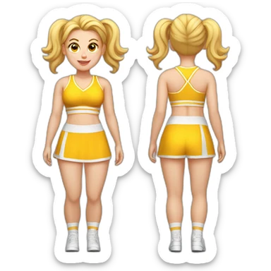 Full body Caucasian curvy cheerleader back and front views sticker