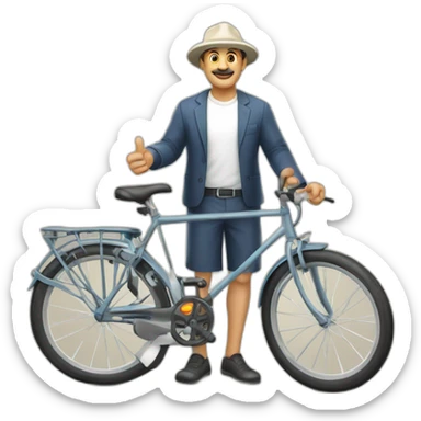señor gordo blanco con gorra y bicicleta sticker