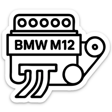 BMW M12 Formula 1 engine, simplified, stylized, minimal lines sticker