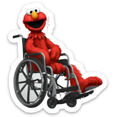 elmo as a general sitting in a wheelchair sticker