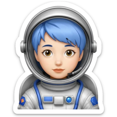 Female astronaut with short blue hair sticker