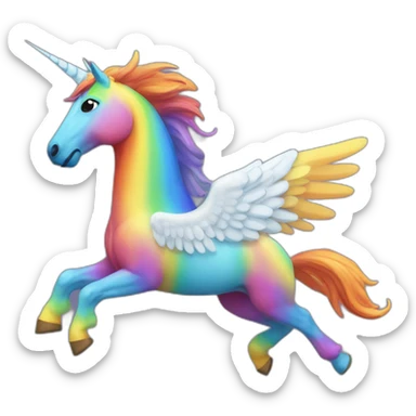 Rainbow horse with wings and a horn flying through Seattle sticker