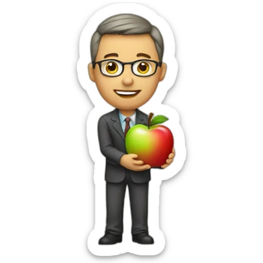 Teacher with an apple sticker