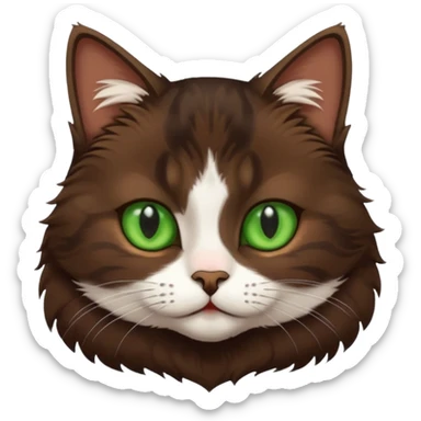 A european cat dark brown with lighter green eyes sticker